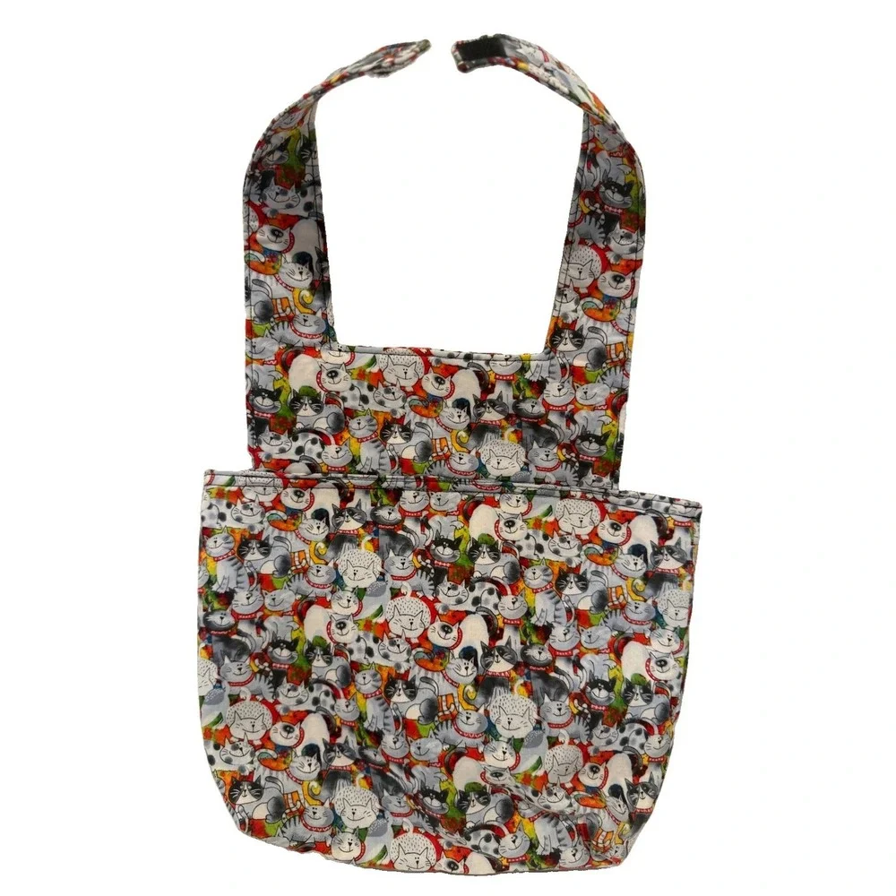 Cartoon Cat Pattern Vehicle Headrest Storage Tote Bag Reusable Travel
